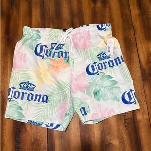 Corona Multicolor L Tropical Swim Trunks Beer Beach Surf Swim Tropical Hawaiian